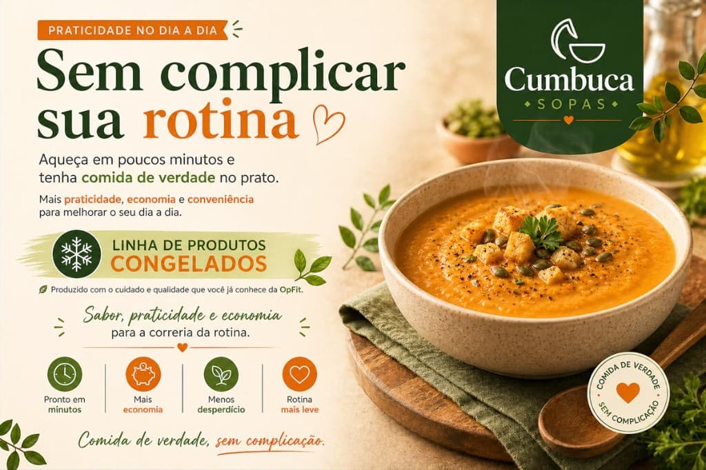 Sem complicar sua rotina. Aqueça em poucos minutos e tenha comida de verdade no prato.